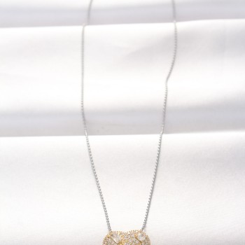 316L Çelik Çift Renk Zirkon Taşlı Kalp Kolye