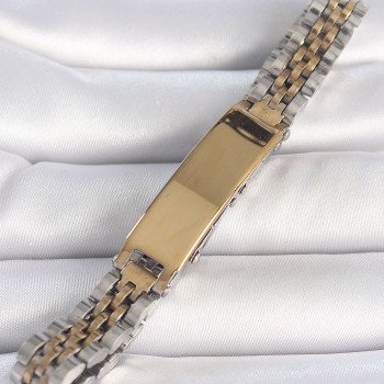 316L Çelik Gold Gümüş Renk Kalın Zincir Künye Model Erkek Bileklik