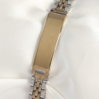 316L Çelik Gold Gümüş Renk Kalın Zincir Künye Model Erkek Bileklik