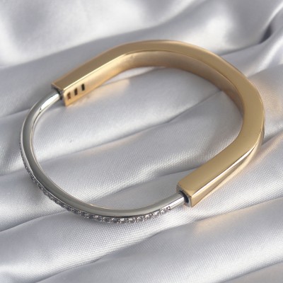 316L Çelik Gold Gümüş Renk Zirkon Taşlı VIP Seri Kadın Kelepçe