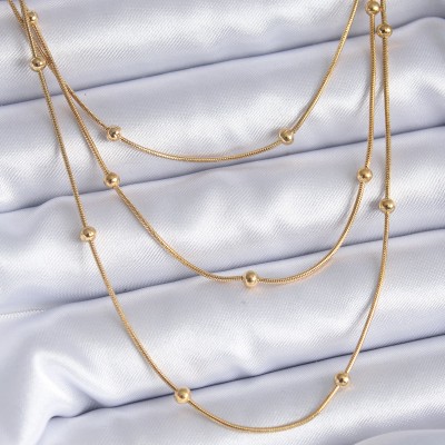 316L Çelik Gold Renk 3'lü Minimal Toplu Kadın Kolye