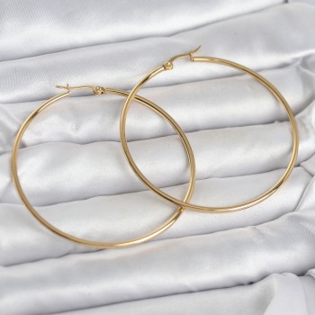 316L Çelik Gold Renk 60 mm Halka Kadın Küpe