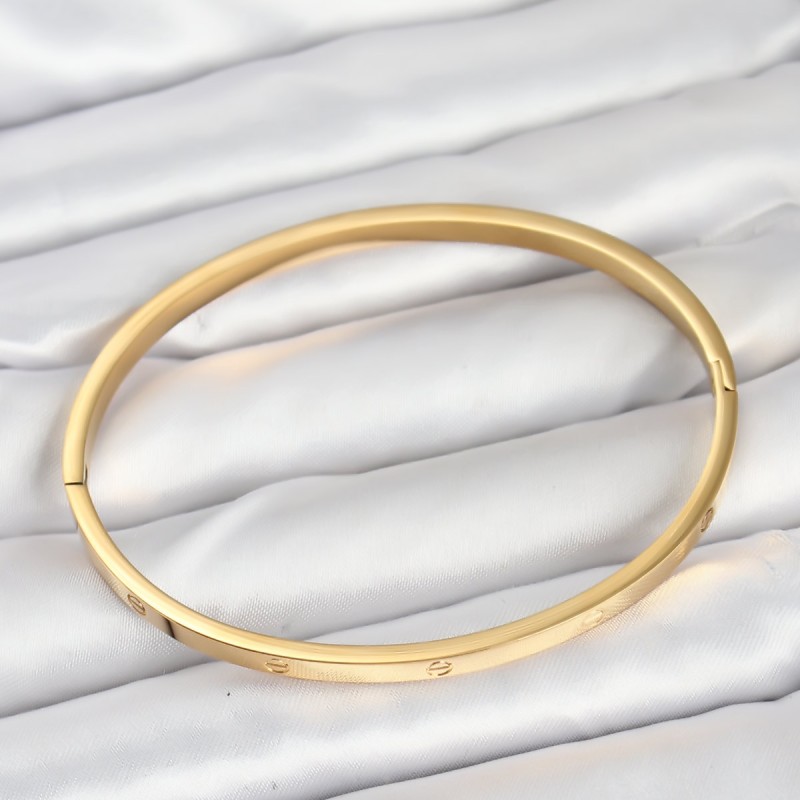 316L Çelik Gold Renk 65 mm İnce Kadın Kelepçe Bileklik