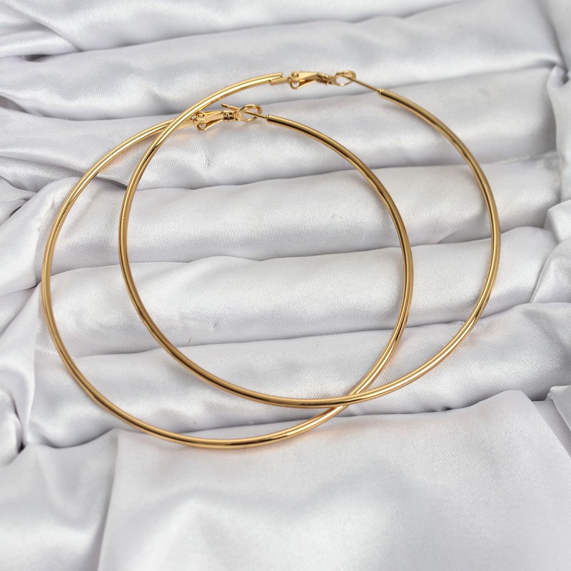 316L Çelik Gold Renk 75 mm Halka Küpe