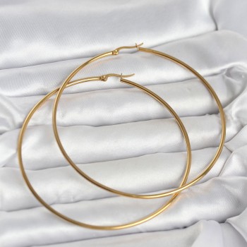 316L Çelik Gold Renk 80 mm Kadın Halka Küpe