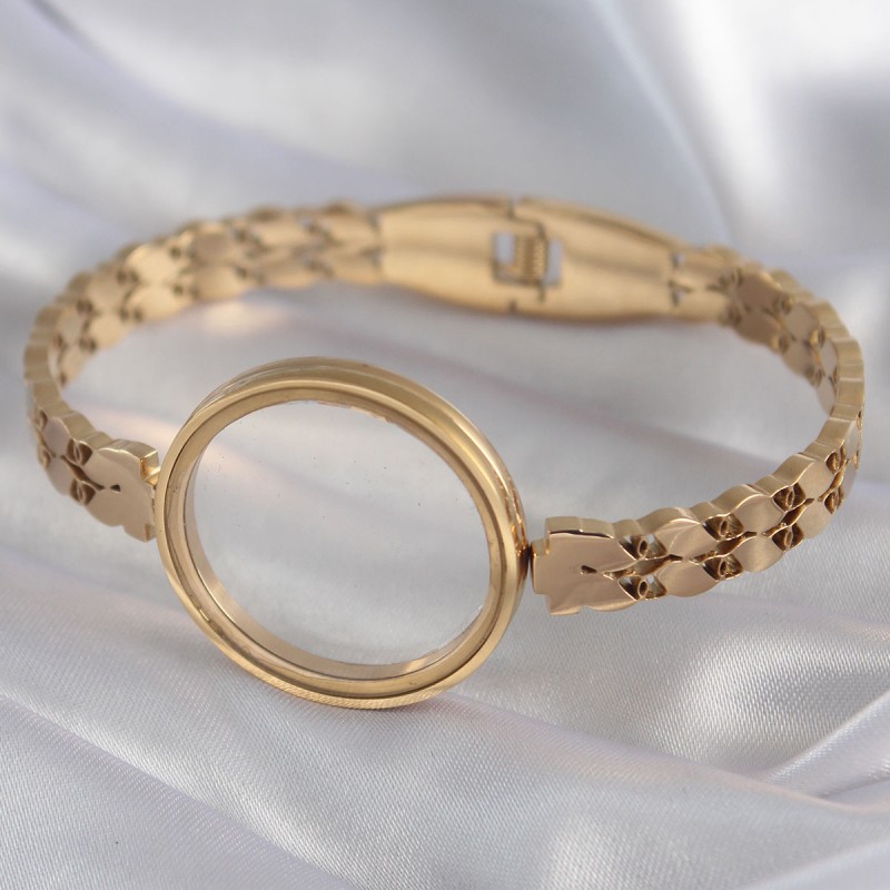 316L Çelik Gold Renk Arpa İşleme Açılabilir Fanus Model Kadın Kelepçe