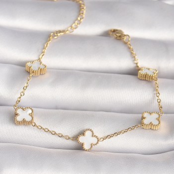 316L Çelik Gold Renk Baby Boy Yonca Model Kadın Bileklik