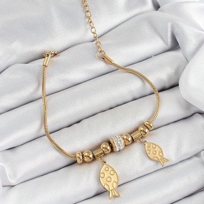 316L Çelik Gold Renk Balık Model Kadın Bileklik