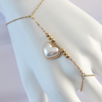 316L Çelik Gold Renk Beyaz Bubble Kalp Tasarımlı Şahmeran