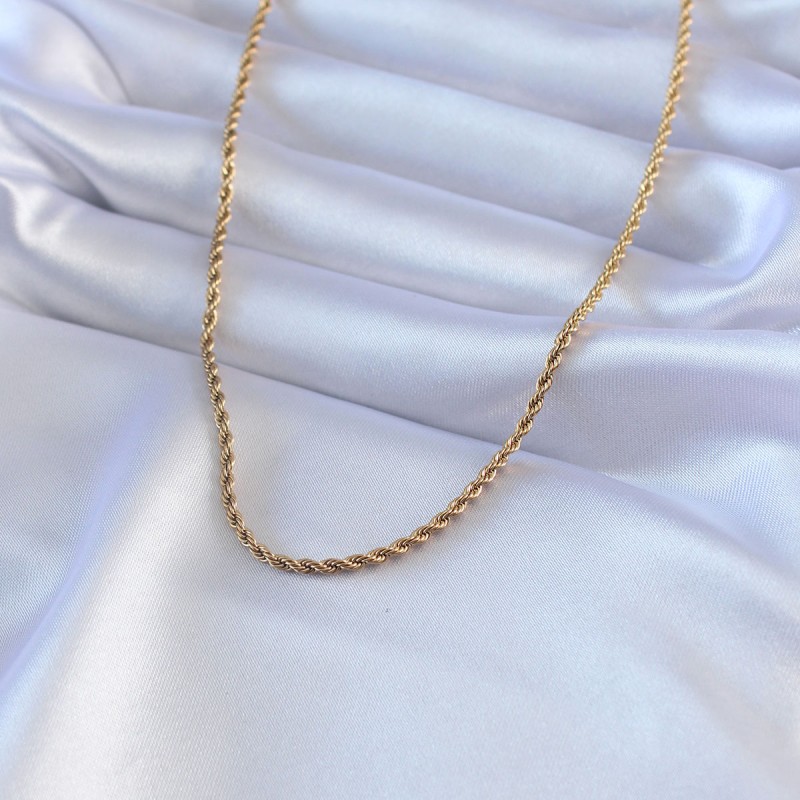 316L Çelik Gold Renk Burgu Model 45 cm Kadın Kolye