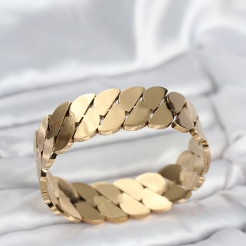 316L Çelik Gold Renk Ezme Zincir Model Kadın Kelepçe Bileklik