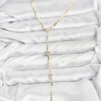 316L Çelik Gold Renk Ezme Zincir Model Y Kadın Kolye