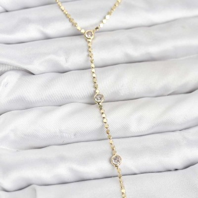 316L Çelik Gold Renk Ezme Zincir Model Y Kadın Kolye