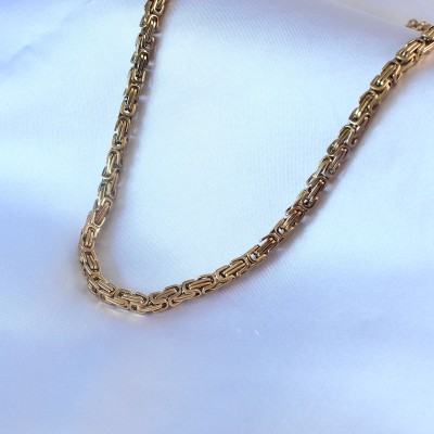 316L Çelik Gold Renk Kral Zincir Model Erkek Kolye