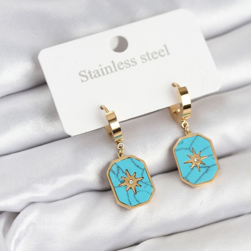 316L Çelik Gold Renk Kutup Yıldızı Model Kadın Küpe