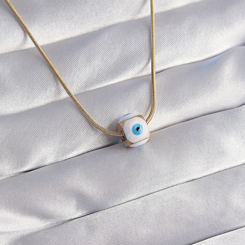 316L Çelik Gold Renk Mineli Nazar Model Kolye