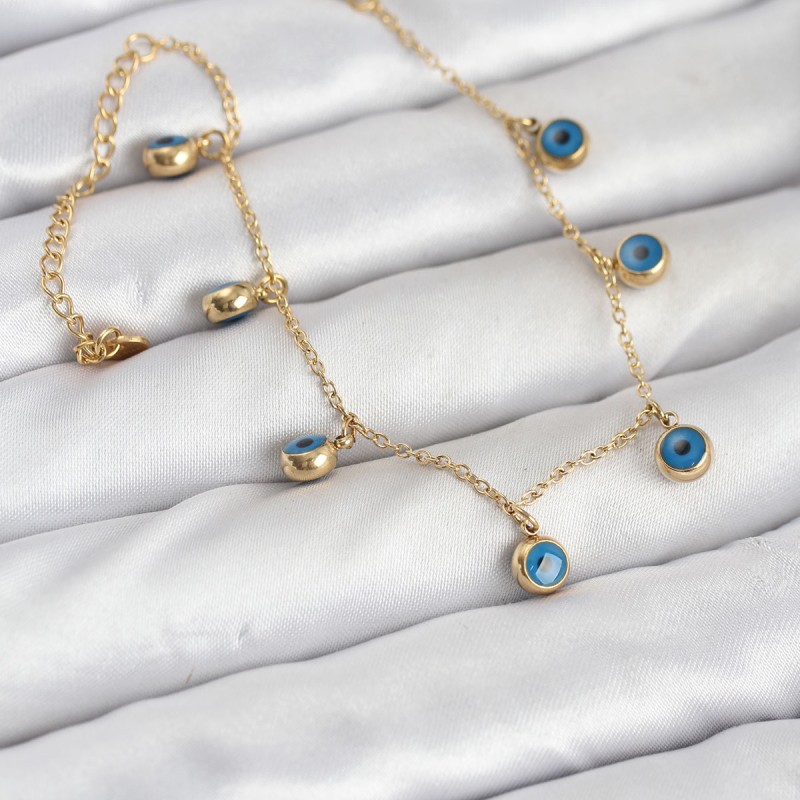 316L Çelik Gold Renk Minimal Nazar Model Kadın Bileklik