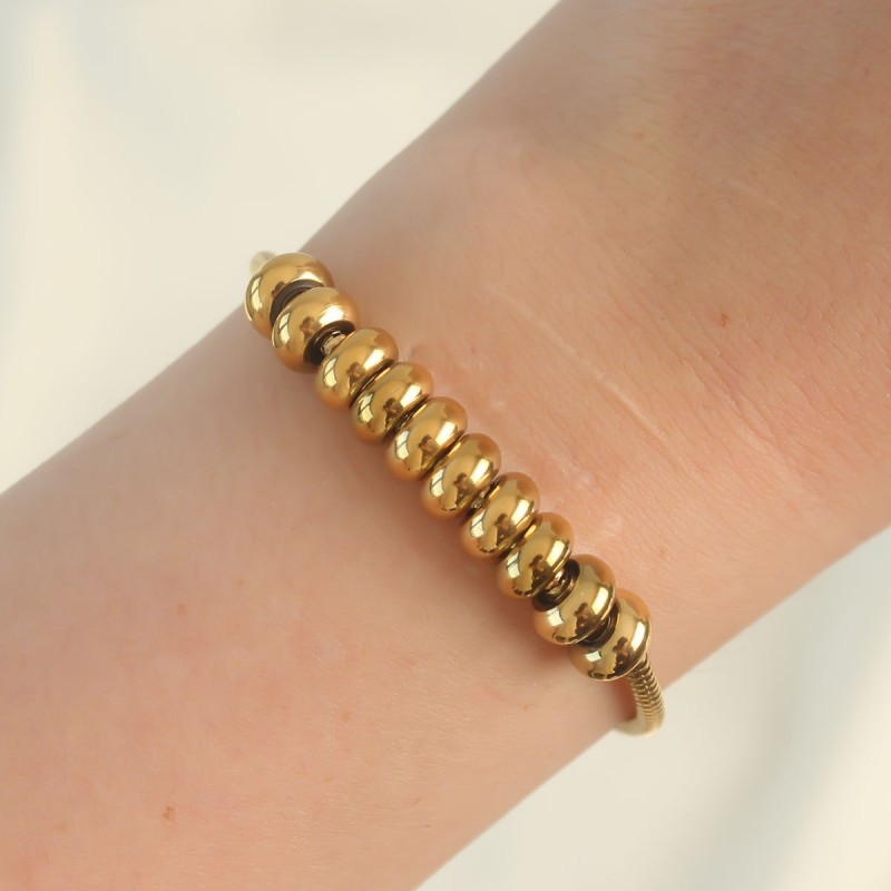 316L Çelik Gold Renk Oval Figürlü Bileklik