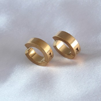 316L Çelik Gold Renk Sıkıştırmalı Erkek Küpe