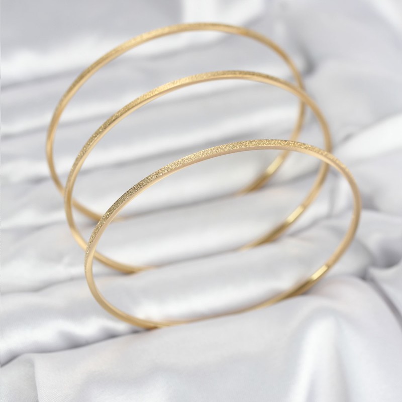 316L Çelik Gold Renk Simli Model Ajda 65 mm Kadın Bileklik