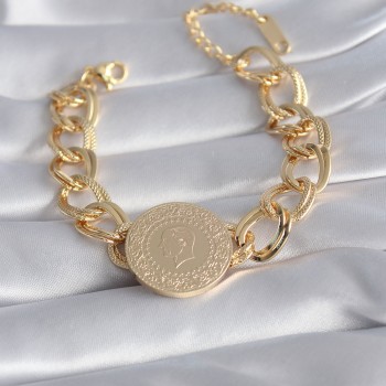 316L Çelik Gold Renk Tam Altın Model Samanyolu Kadın Bileklik