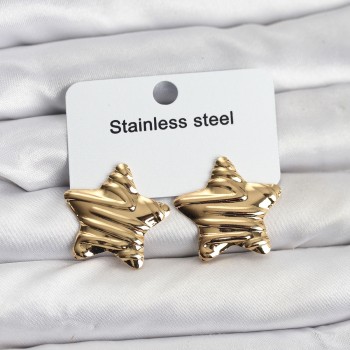 316L Çelik Gold Renk Yıldız Model Kadın Küpe