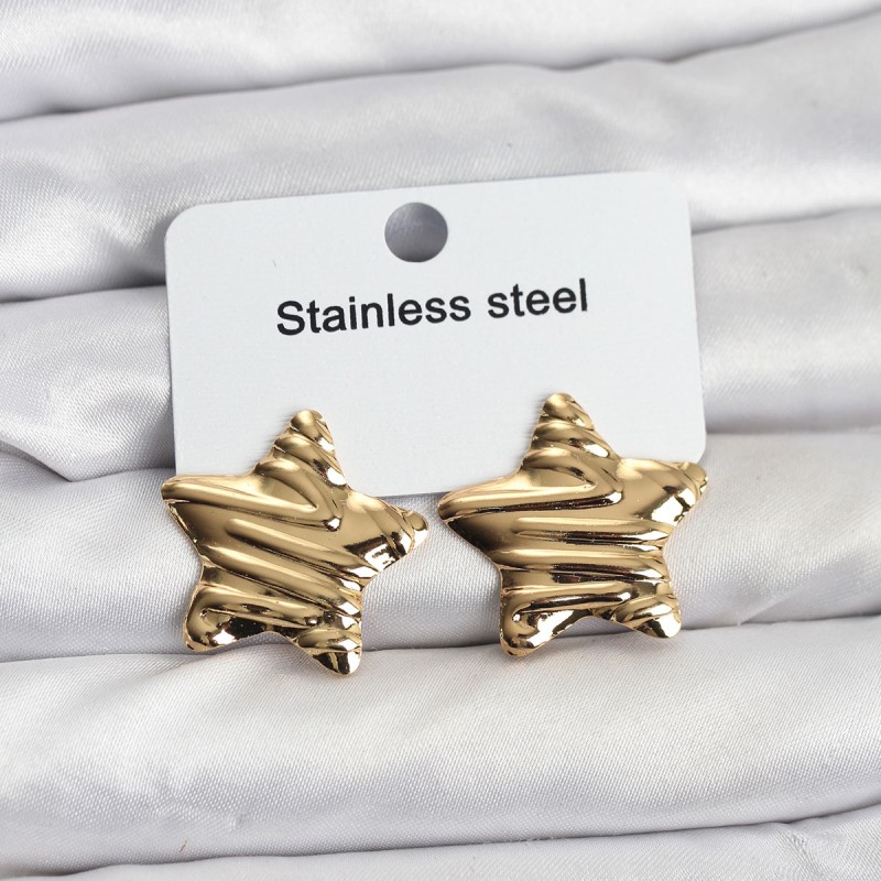 316L Çelik Gold Renk Yıldız Model Kadın Küpe