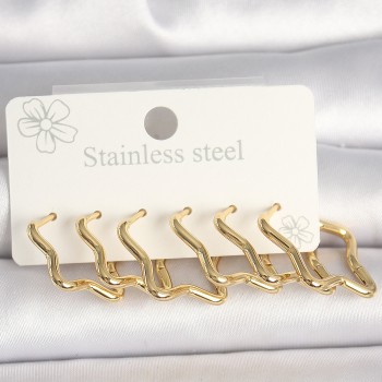 316L Çelik Gold Renk Yıldız Model Kadın Küpe Seti