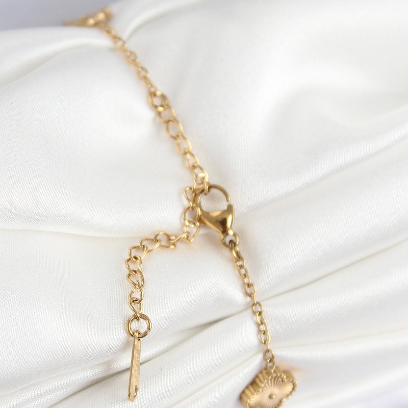 316L Çelik Gold Renk Yonca Kadın Bileklik