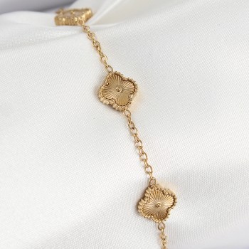 316L Çelik Gold Renk Yonca Kadın Bileklik