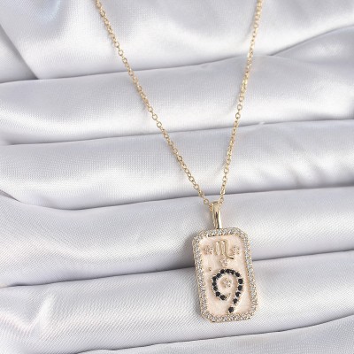 316L Çelik Gold Renk Zincir Akrep Burcu Zirkon Taşlı Kadın Kolye