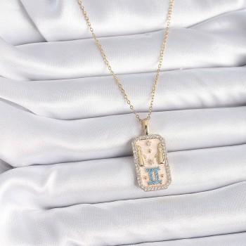 316L Çelik Gold Renk Zincir İkizler Burcu Zirkon Taşlı Kadın Kolye