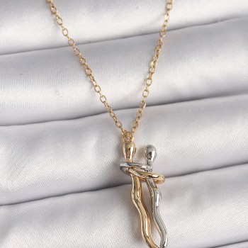 316L Çelik Gold Renk Zincir Renkli Sarılma Model Kadın Kolye