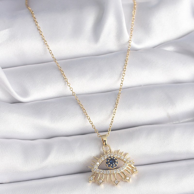 316L Çelik Gold Renk Zincir Zirkon Taşlı Göz Model Kadın Yüzük