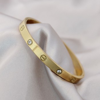 316L Çelik Gold Renk Zirkon Taşlı Bileklik
