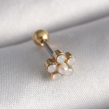 316L Çelik Gold Renk Zirkon Taşlı Çiçek Model Tragus Piercing