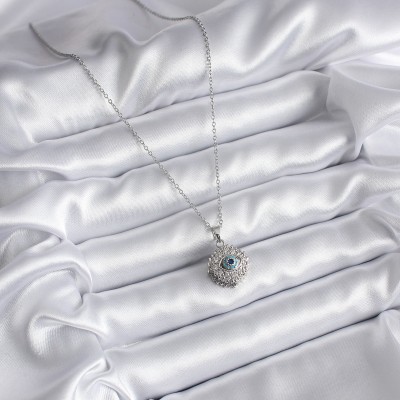 316L Çelik Gold Renk Zirkon Taşlı Göz Model Kadın Kolye