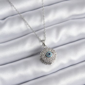 316L Çelik Gold Renk Zirkon Taşlı Göz Model Kadın Kolye