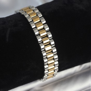 316L Çelik Gold ve Gümüş Renk 12 mm Kalınlık Erkek Bileklik