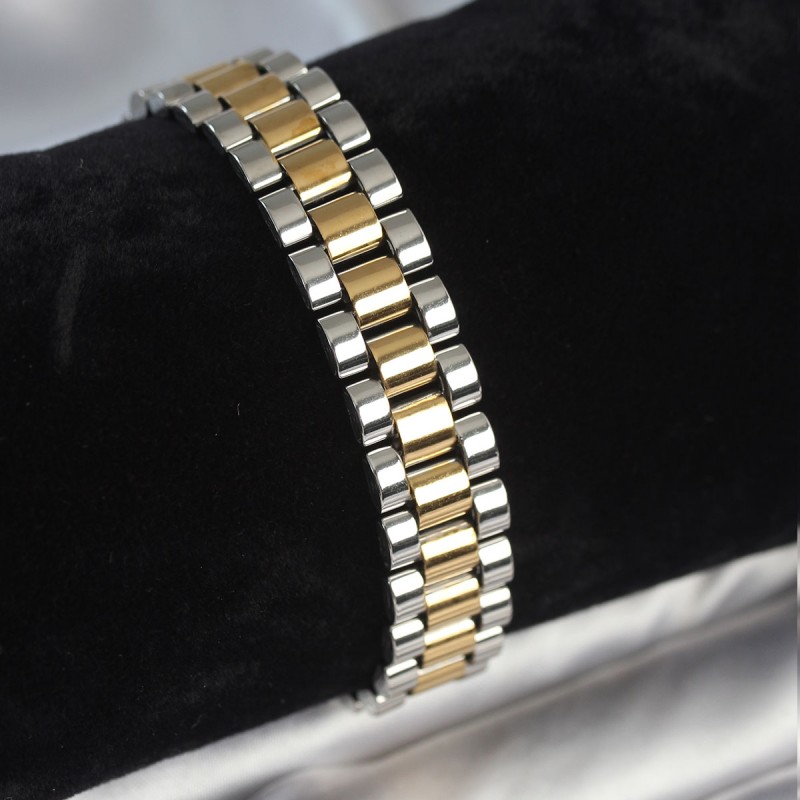 316L Çelik Gold ve Gümüş Renk 12 mm Kalınlık Erkek Bileklik
