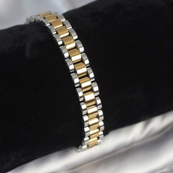 316L Çelik Gold ve Gümüş Renk 9 mm Kalınlık Erkek Bileklik