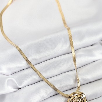 316L Çelik Gül Figürlü İtalyan Zincir Model Gold Renk Kadın Kolye