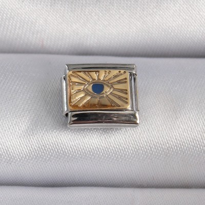 316L Çelik Gümüş Renk Altın Göz İşlemeli Nomination Charm