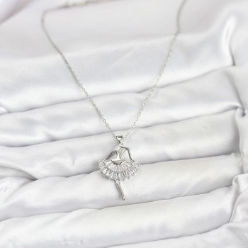 316L Çelik Gümüş Renk Balerin Model Kadın Kolye