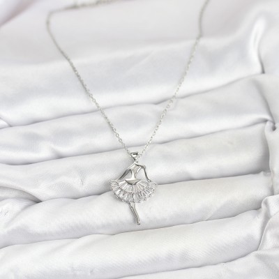 316L Çelik Gümüş Renk Balerin Model Kadın Kolye