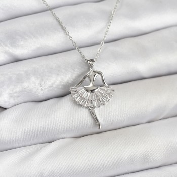 316L Çelik Gümüş Renk Balerin Model Kadın Kolye