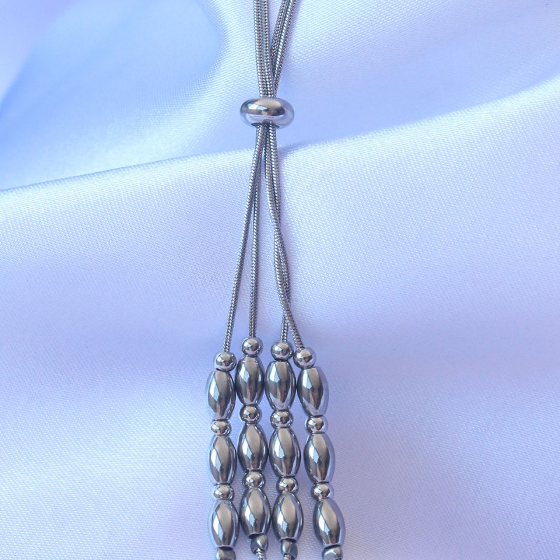 316L Çelik Gümüş Renk Boyu Ayarlanabilir Sallantılı Model Kolye