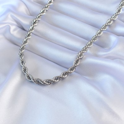 316L Çelik Gümüş Renk Burgu Model 45 cm Kadın Kolye