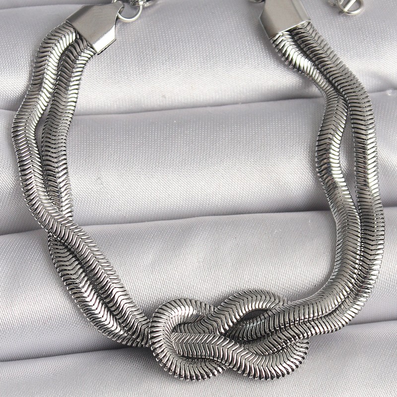 316L Çelik Gümüş Renk Düğüm Model Kadın Bileklik