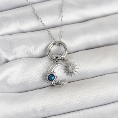 316L Çelik Gümüş Renk Gece Gündüz Tema Charmlı Kadın Kolye